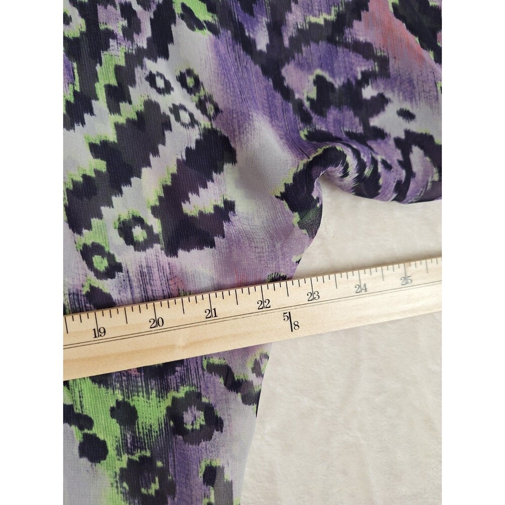 Quintessential Women's Large Top Paisley Cropped Sheer Dolman Buttons Boxy Retro - Picture 5 of 11